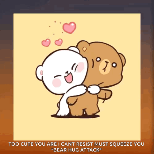 Two Teddy Bears Hugging with Hearts