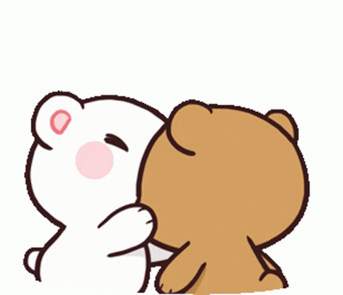 Two Teddy Bears Kissing With Hearts GIF