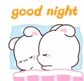 Two Teddy Bears on Bed Good Night