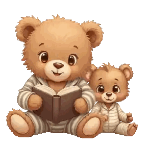 Two Teddy Bears Reading