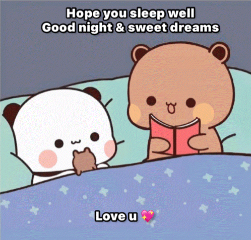 Two Teddy Bears Reading Good Night Sweet Dreams GIF