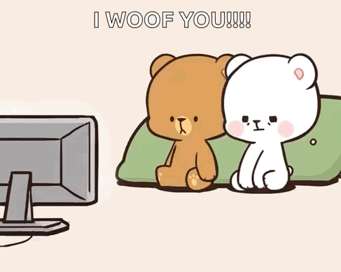 Two Teddy Bears Sitting in Front of Television