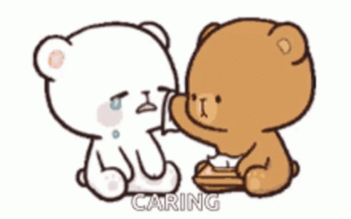 Two Teddy Bears Sitting, One Crying