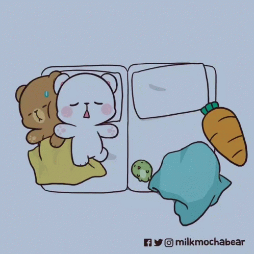 Two Teddy Bears Sleeping With Carrot GIF