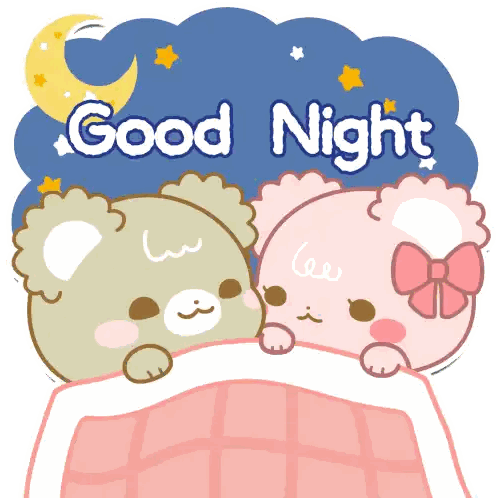 Two Teddy Bears Under Blanket Good Night