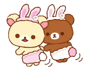 two teddy bears with bunny ears on their heads