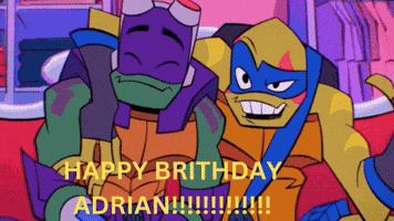 Two Teenage Mutant Ninja Turtles Posing Happy Birthday Adrian