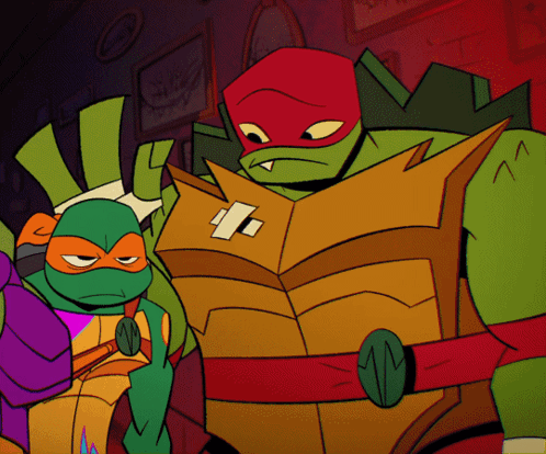 Two Teenage Mutant Ninja Turtles Side By Side GIF