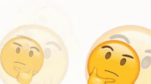 Two Thinking Emojis With Hands on Chins