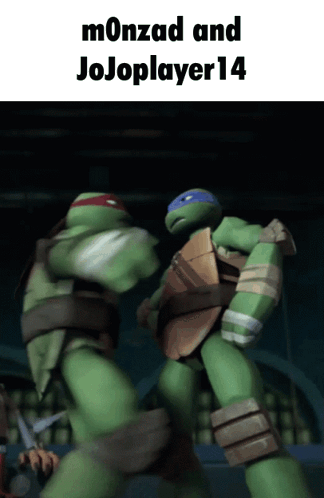 Two TMNT Fighting Monzad And Jojoplayer14 GIF