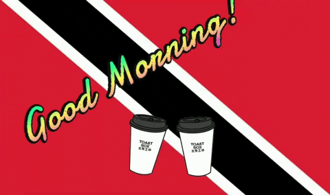 Two Toast Box Cups on Red White and Black Background