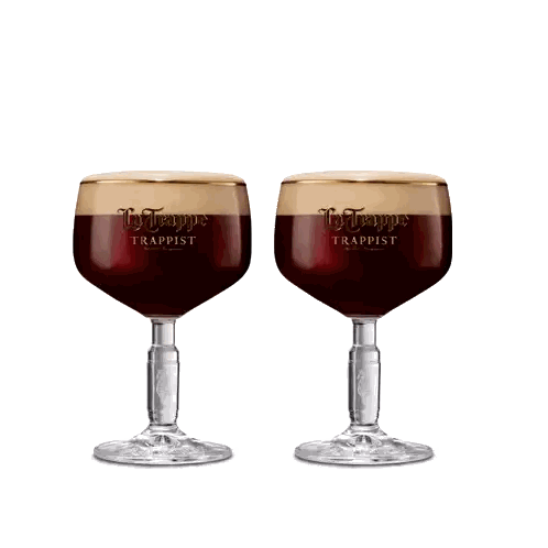 Two Trappist Beer Glasses With White Background