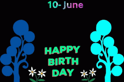 Two Trees Black Background Happy Birth Day