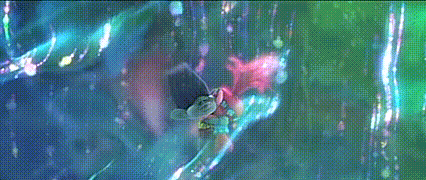 Two Trolls Are Standing Next To Each Other In A Forest In A Cartoon . GIF