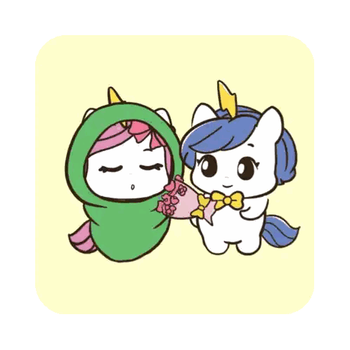 Two Unicorns Holding Chocolate and Chips