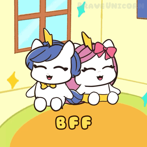 Two Unicorns Sitting Together BFF