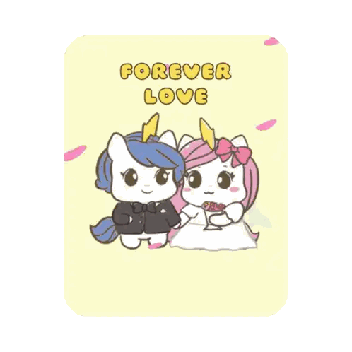 Two Unicorns Sitting Together Forever Love