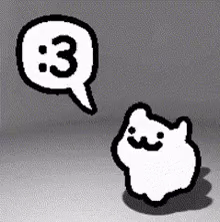 Two White Cats Are Standing Next To Each Other With Speech Bubbles . GIF