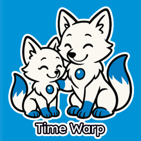 Two White Foxes Sitting With Time Warp GIF