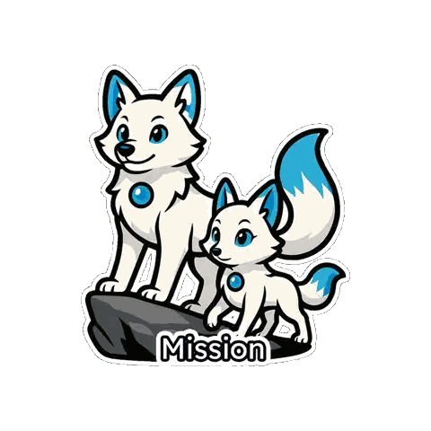 Two White Foxes Standing on Rock