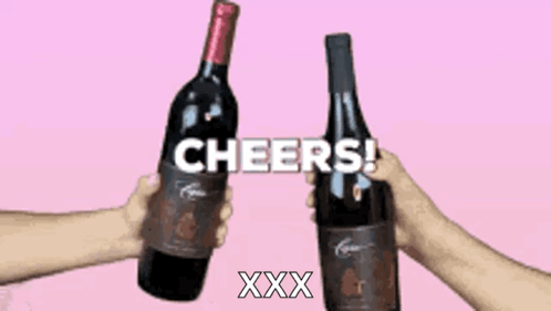Two Wine Bottles Cheers