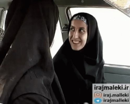 Two Women Are Sitting In A Car With The Website Irajmaleki.ir On The Bottom GIF