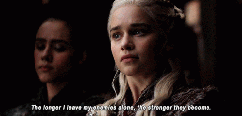 two women are sitting next to each other and one of them says the longer i leave my enemies alone