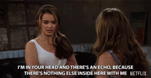 Two Women Talking With Echo In Head GIF