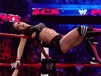 Two Women Are Wrestling In A Ring And One Of Them Has A W Logo On Her Shirt GIF