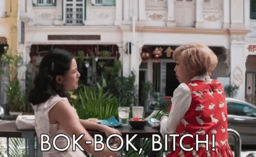 Two Women at Table Saying Bok-bok Bitch