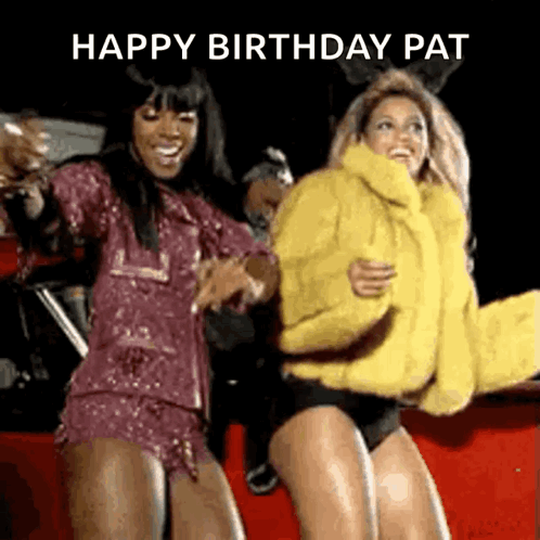 Two Women Dancing In Front Of Red Car Happy Birthday Pat GIF