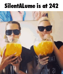 Two Women Drinking From Large Glasses Silentalume Is At 242 GIF