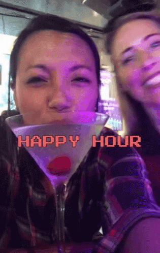 Two Women Drinking Happy Hour Martini GIF