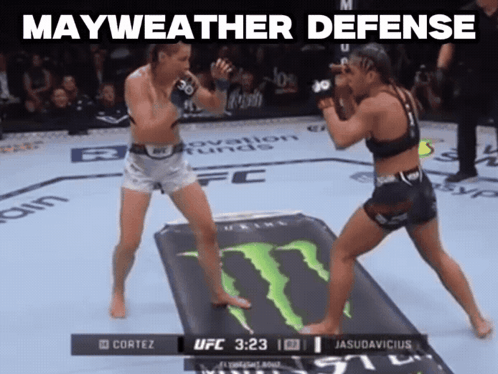 Two Women Fighting In Boxing Ring Mayweather Defense GIF