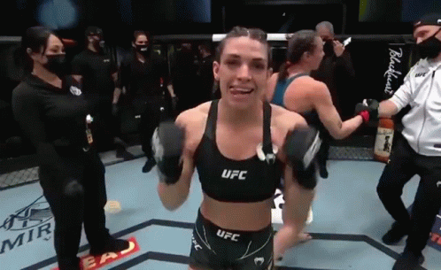 Two Women Fighting In UFC Ring Clock 4:12 GIF