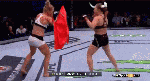 Two Women Fighting in UFC Ring