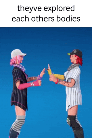 Two Women Giving Each Other A High Five With The Words Theyve Explored Each Others Bodies Above Them GIF