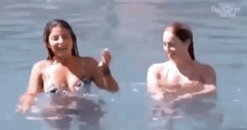 Two Women Holding Breath GIF