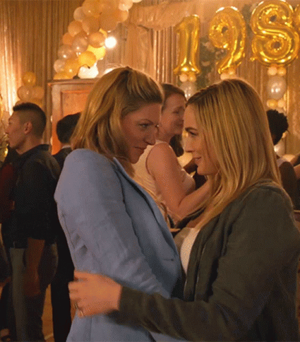 Two Women Hugging With Balloons And 98 GIF