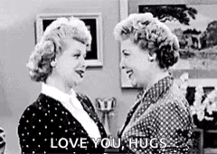 Two Women Hugging With Love You Hugs Text GIF