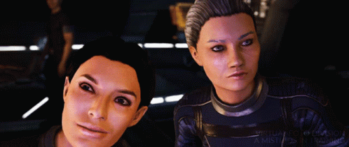 Two Women in Video Game Looking at Camera Virtual Collision A Mistake In Training