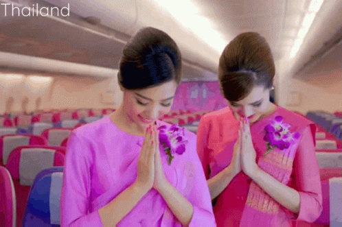 Two Women on Airplane Thailand