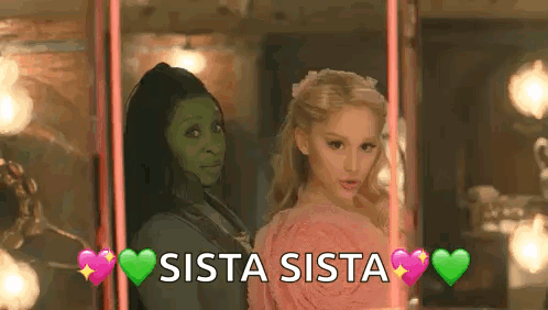 Two Women on Swing Saying Sista Sista