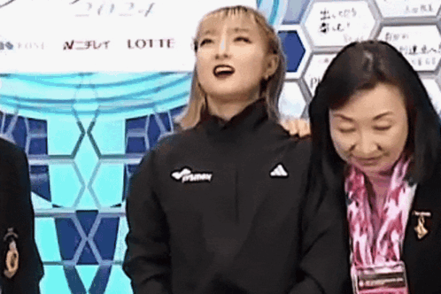 Two Women One In Black Adidas Jacket GIF