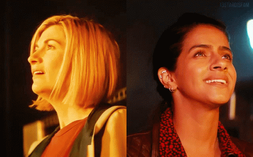 Two Women One Smiling One Looking Up
