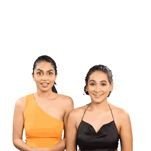Two Women Shouting and Raising Hands
