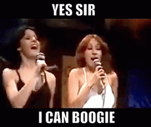 Two Women Singing Yes Sir I Can Boogie GIF