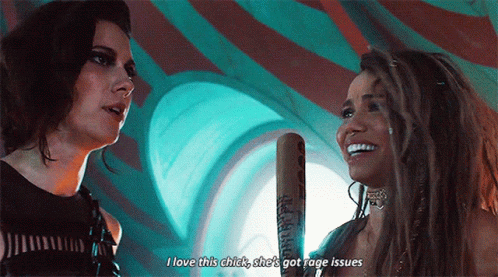 Two Women Standing Next To Each Other With One Saying I Love This Chick GIF
