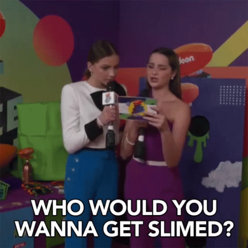 Two Women Talking About Getting Slimed GIF