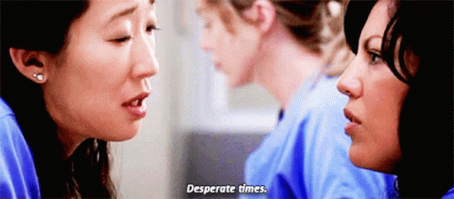 Two Women Talking in Hospital Room One Saying Desperate Times